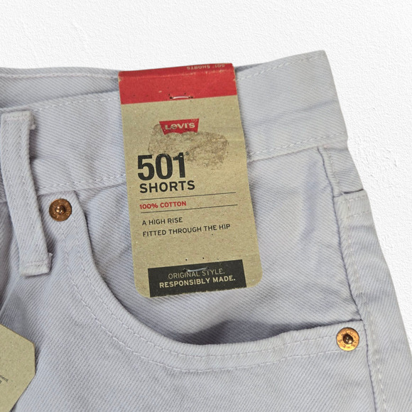 Levi's Washed Lilac High Rise Cutoff 100% Cotton Denim Raw Hem Shorts Size 27 - Picture 3 of 10